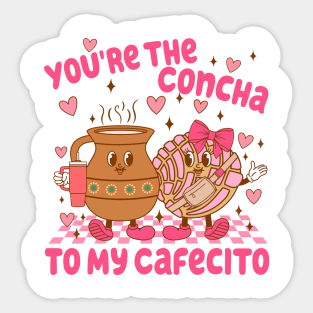 Cute Concha and Cafecito Valentine Art for Sweet Love Sticker